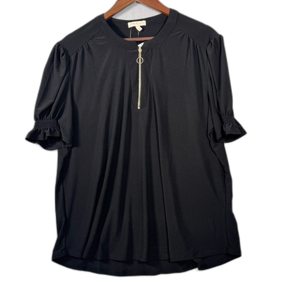NWT Joie De Vivre Women Black Short Sleeve Top 2X